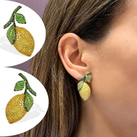 missvikki luxury cute yellow lemon shiny earrings for women fine jewelry full cz bridal wedding earrings jewelry gift 2020