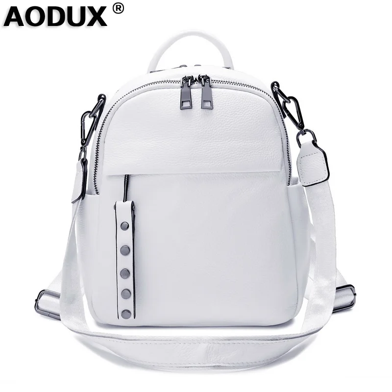AODUX 2021 Arrival 100% Genuine Cow Leather Women Design Backpack Lady Girl Soft Real Top Grade Cowhide Book Bag Style Knapsack | Багаж и