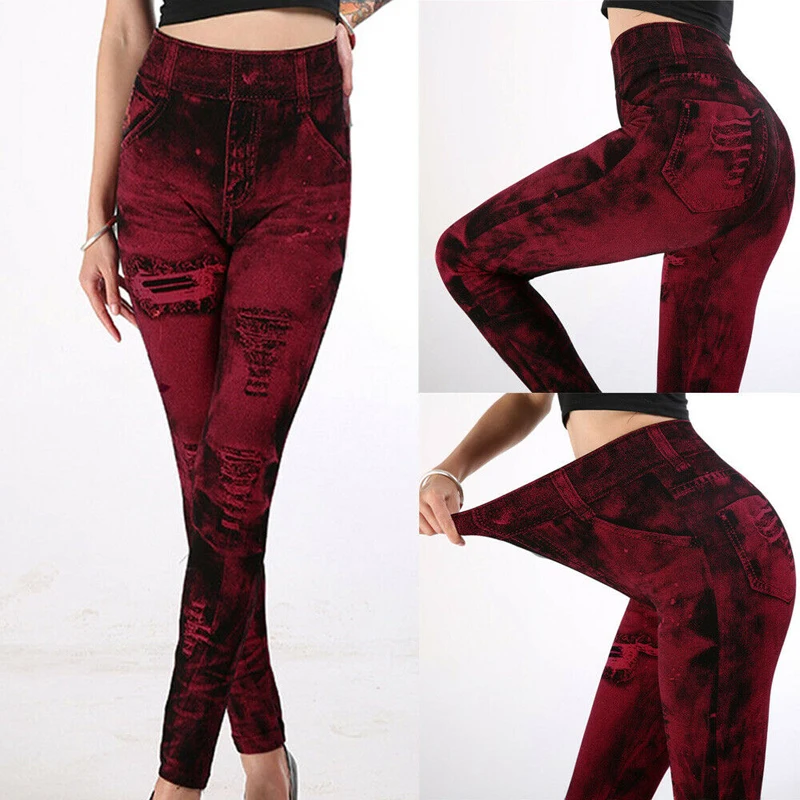 

2020 Women Pencil Jeans Skinny Slim Denim Long Stretchy Trousers Female High Waist Print Casual New Fashion Clothing