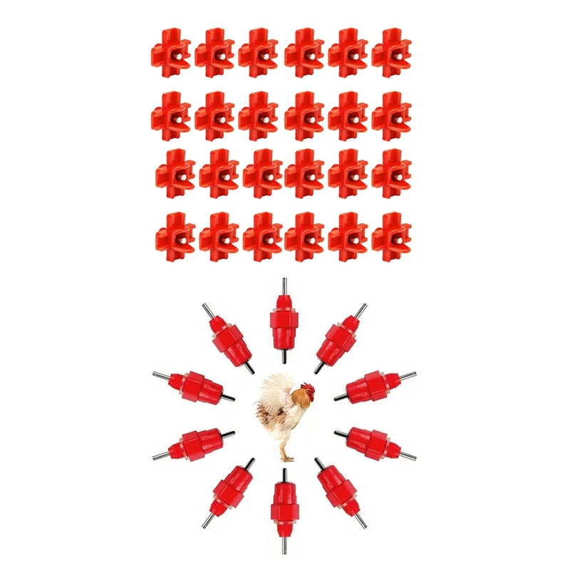 

24x Horizontal Side Mount Automatic Poultry Nipples Clean Drinker Waterer & 20 Pcs Quail Chicken Drinking Water Nipples