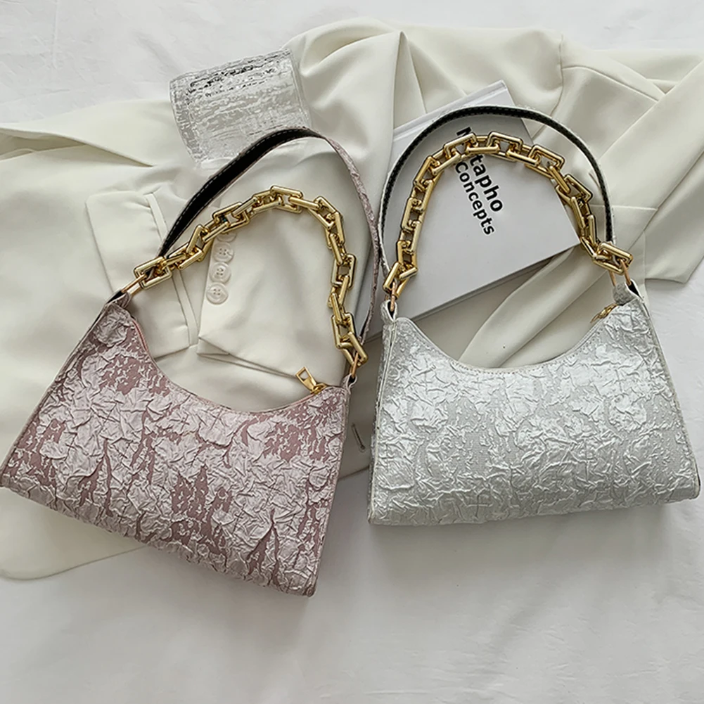 

Роскошные Дизайнерские дамские сумочки 2021, женская сумка, плиссированная сумка через плечо из искусственной кожи с цветами, сумка на толсто...