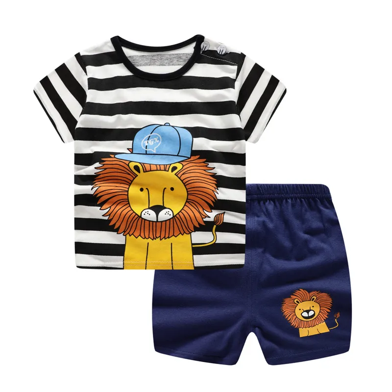 

Casual Baby Kids Sport Clothing Plaid Lion Clothes Sets for Boys Costumes 100% Cotton Baby Clothes 6M -4 Years Old