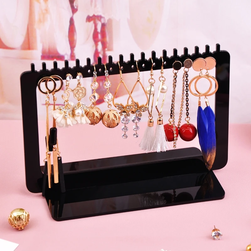 

87HC Jewelry Display Rack Acrylic Rectangle Earrings Organizer Holder Stand Storage
