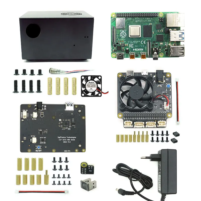 

Raspberry Pi X825 SSD&HDD SATA Board Matching Metal Case+Switch+Cool Fan, Honeycomb chassis for X825 Raspberry Pi 4 Model B X735