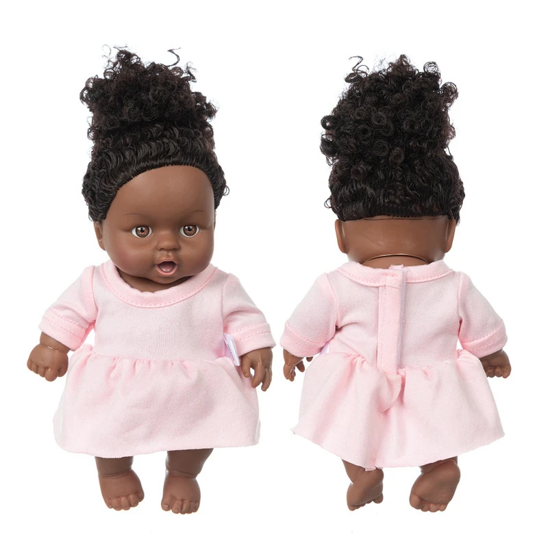 

Кукла реборн 20 см, африканская черная кукла, вьющиеся волосы, виниловая кукла, игрушки Реборн, силиконовое тело, водонепроницаемая игрушка д...