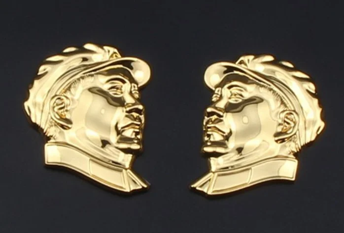 

Pair Golden 3D Metal Mao Zedong China CPC Car Fender Emblems Badge Decal Sticker