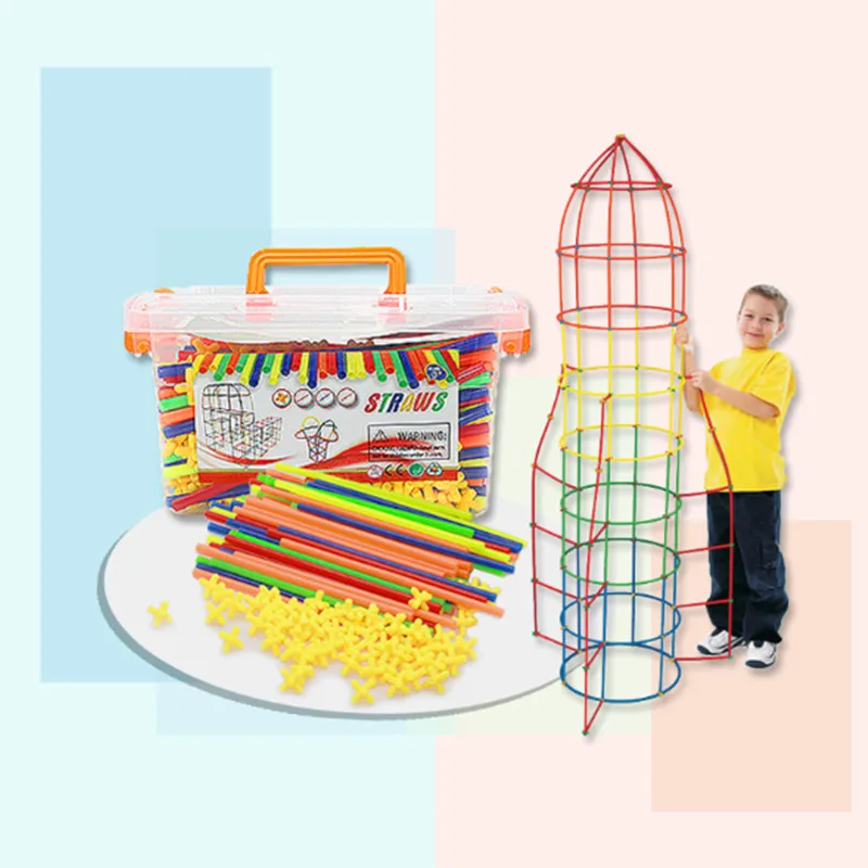 

100pcs Plastic 4D Straw Building Blocks Joint Funny Development Toys Geometric Shape Block For baby education Playing Toys