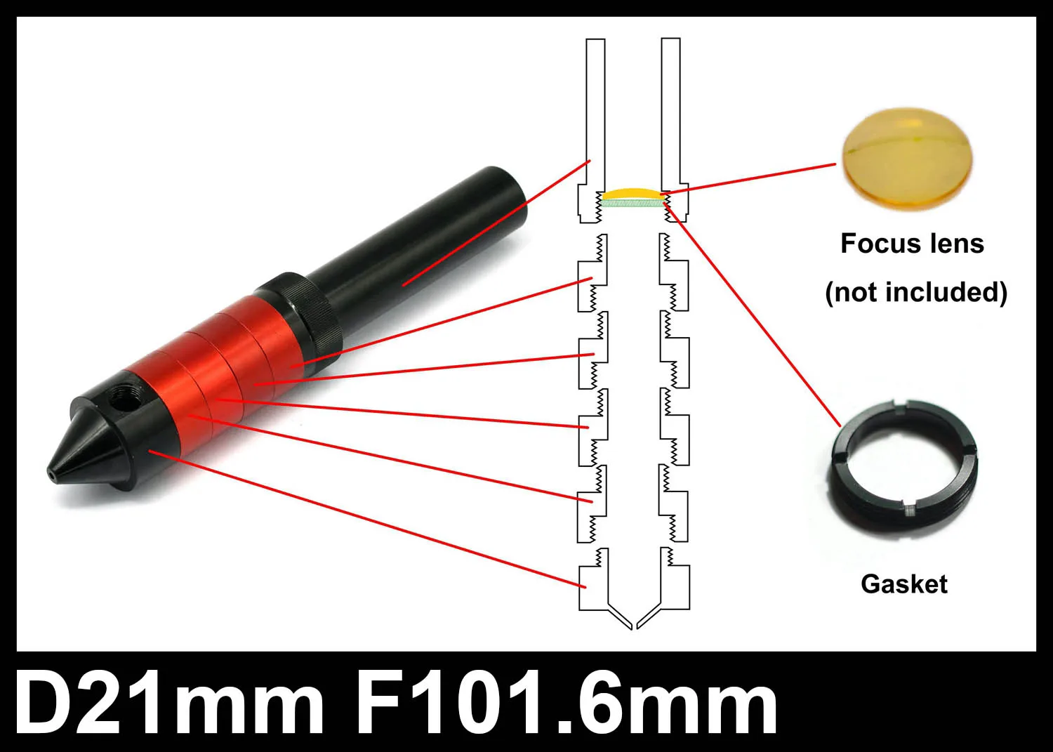 D21mm лазерная головка трубки F76.2mm для CO2 лазерная режущая головка с ЧПУ режущая головка станок для лазерной резки CO2 гравировальный станок
