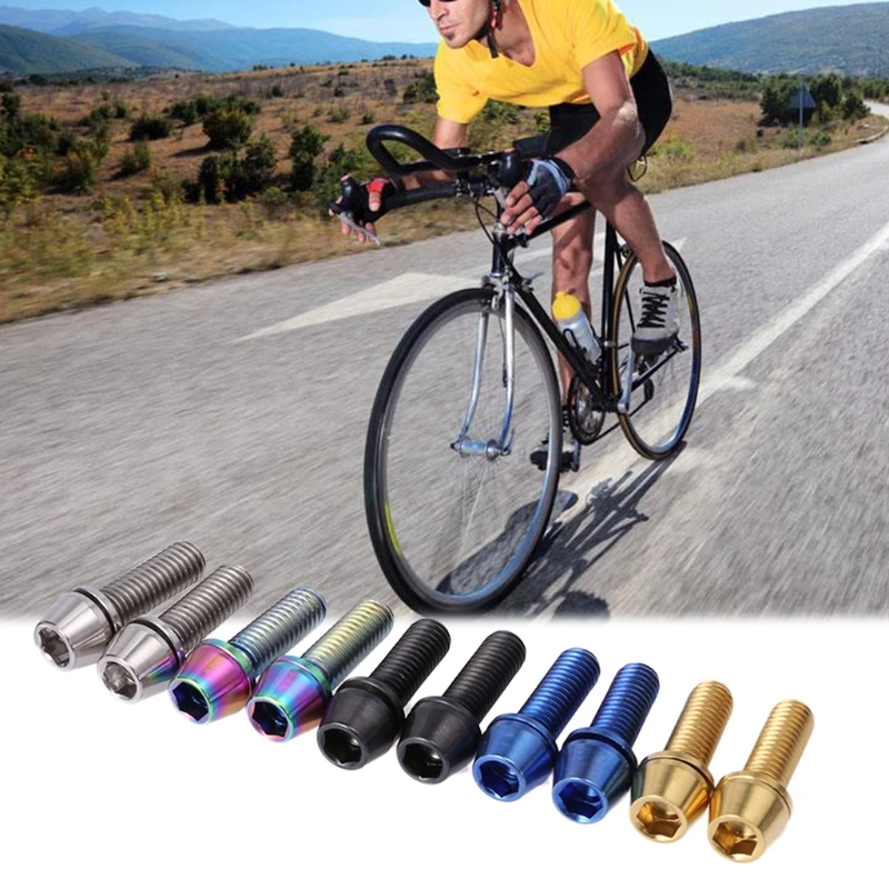 

2pcs Bicycle Screw Titanium Alloy With Washer Spacer M5x16mm Bolt For Bike Stem