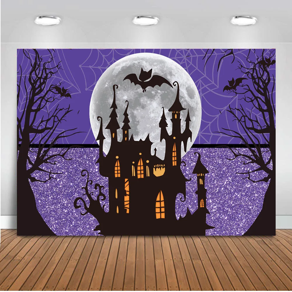 Хэллоуин фон лес старые деревья ужас замок фото летучая мышь паук веб Дети ночь