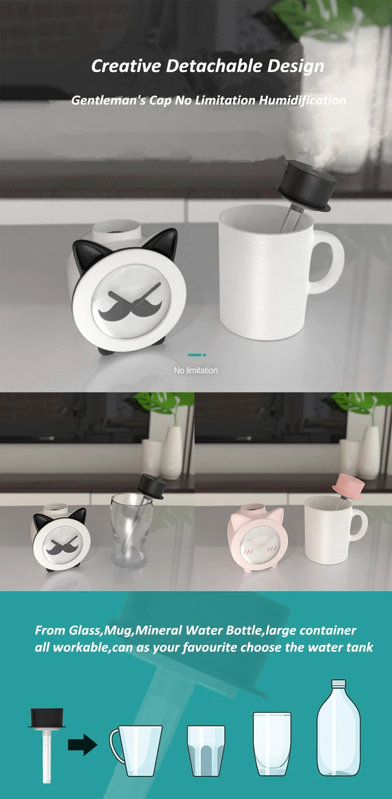 Creative 420ml Time Humidifier USB Essential Oil Diffuser For Home Office Aromatherapy Humidificador Difusor LED nightLight Lamp