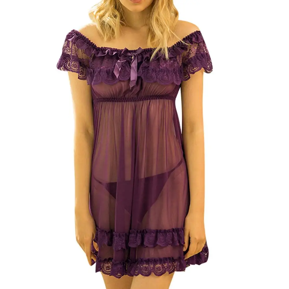 MIARHB Plus Size Sexy Nightdress Ultra Thin Lace Pijama Women Sleepwear Ladies Nightwear Female Pyjamas Slim Pijamas 2019 | Женская