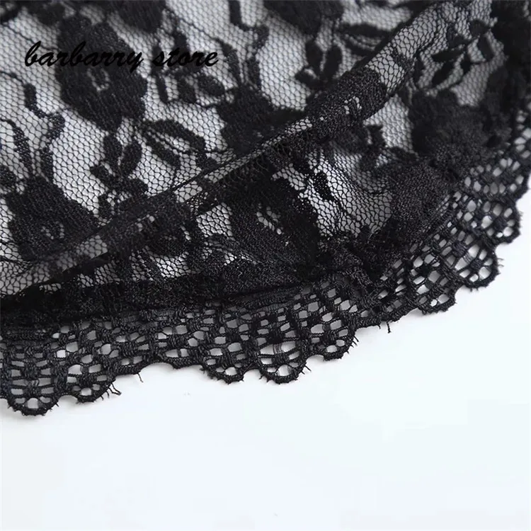 

2021 summer new European American style sexy cut out lace black vest women's slim short suspender tops tank top women backless