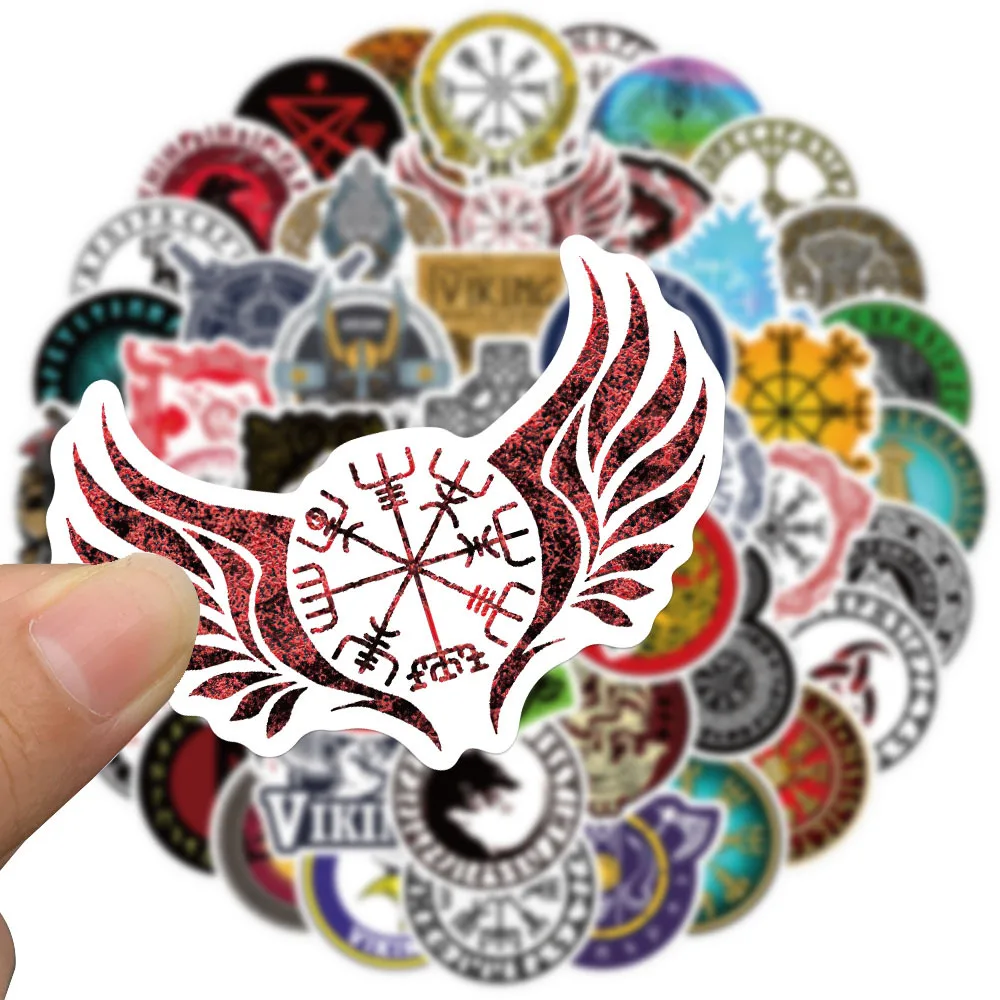 Стикеры в стиле ретро викингов пиратов таинственных тотем символов руны стикеры