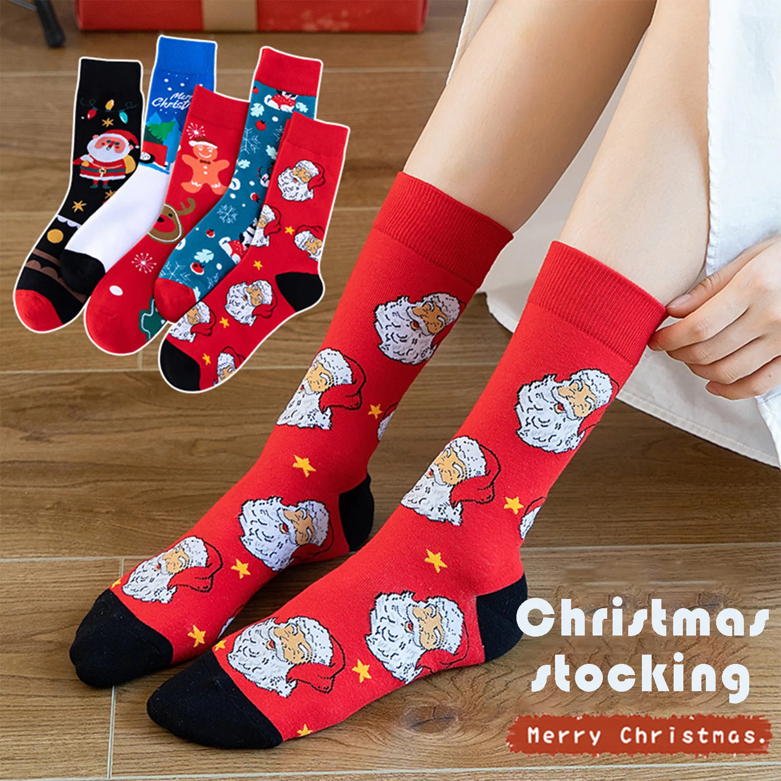 

Creative Christmas Socks Ladies Cotton Socks, Christmas Cartoon Snowman Pattern Breathable Tube Socks Snowman Daily Wear