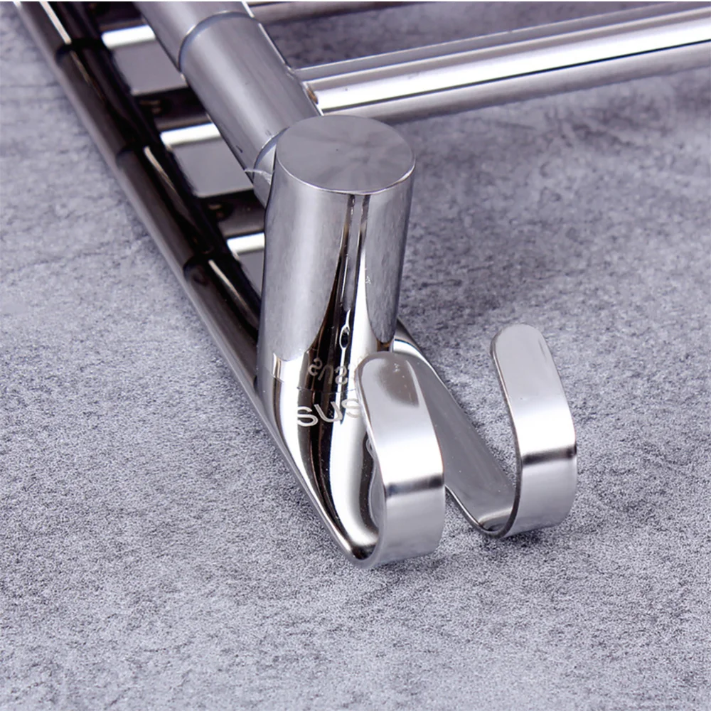 

Wall-Mounted Stainless Steel Towel Rack 180 Degrees 5 Rods Swing Bathroom Rack Hanger Holder Organizer