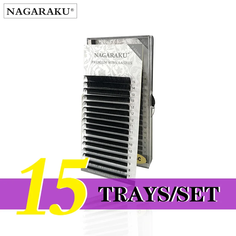 NAGARAKU 15 чехлов 7 мм микс натуральные наращивания ресниц из искусственной норки