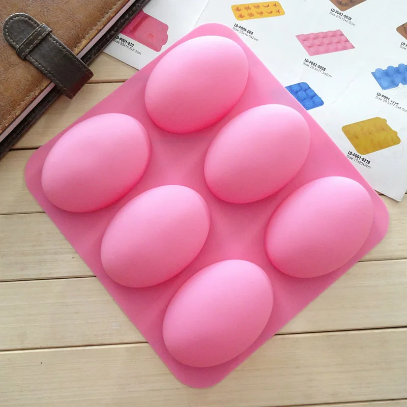 

6 Slots 3D Oval Shape Silicone Soap Mould Handmade Jelly Maker Cake Mold Tool DFDS889