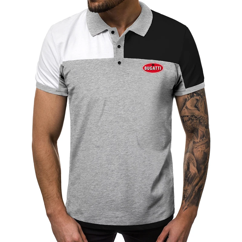 

2021 Summer Trend Men's Polo Shirt BUGATTI Car Logo Short Sleeve Lapel Slim Breathable Shirt Men's Polo Shirt Men's T-shirt To