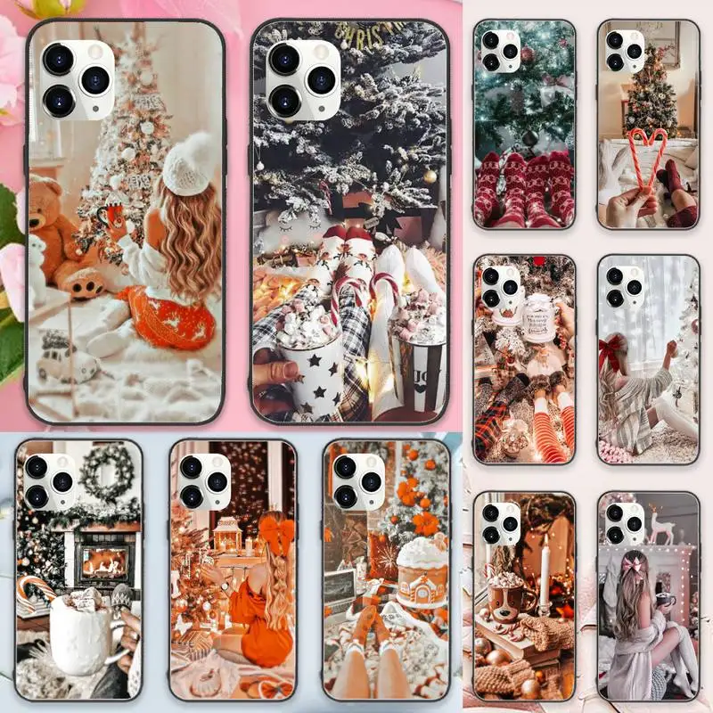 

Fashion girl Merry christmas Phone Case For iphone 12 11 13 7 8 6 s plus x xs xr pro max mini