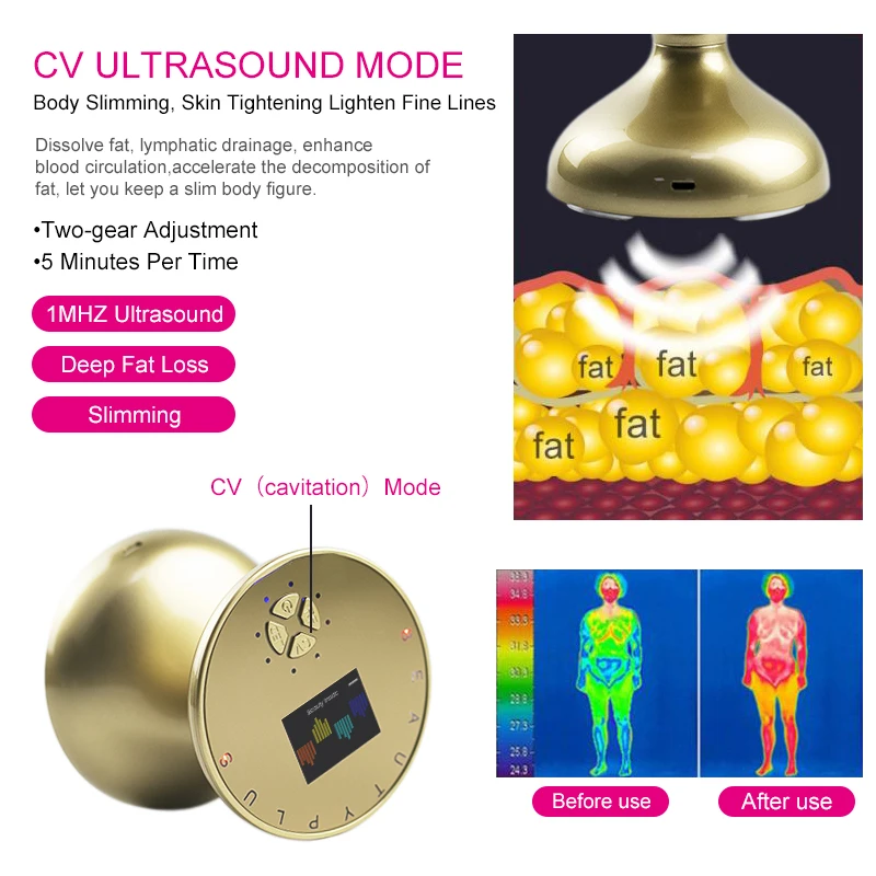 LED RF Ultrasonic Cavitation Radio Frequency EMS Body Slimming Massager Anti Cellulite Massage Fat Burner Weight Loss in Care