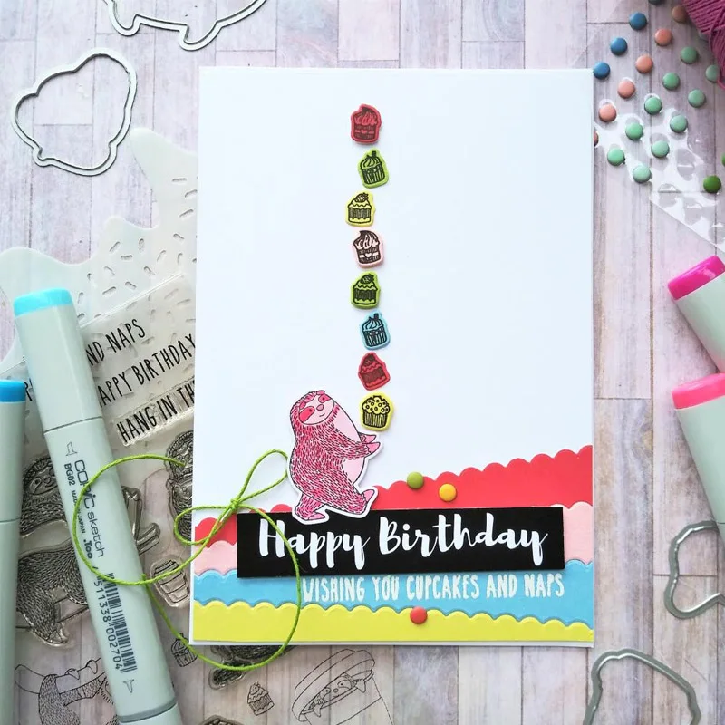 Летние прозрачные штампы с изображением животных Ленивец единорога медведя птиц