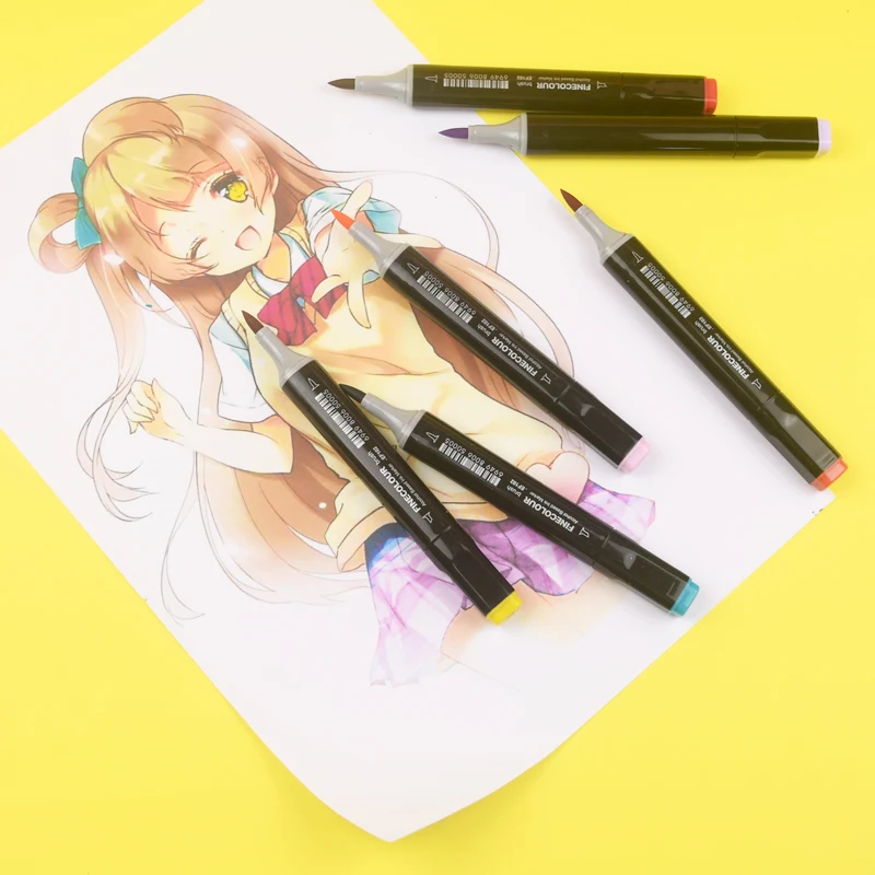 Профессиональный FINECOLOUR арт Маркер Маркеры щеток спиртовые чернила фломастер Manga каллиграфия рисования комиксов товары для рукоделия EF102