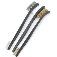 3pcs mini wire brush set steel brass nylon cleaning polishing metal rust pipe cleaning brush gun series hand tools