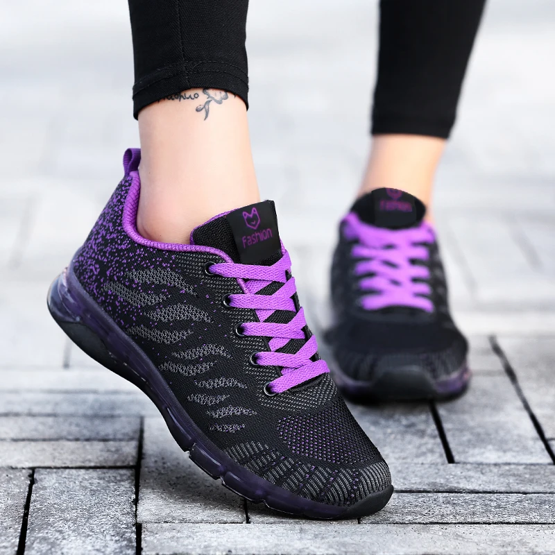 Кроссовки женские сетчатые на плоской подошве дышащие повседневная обувь для