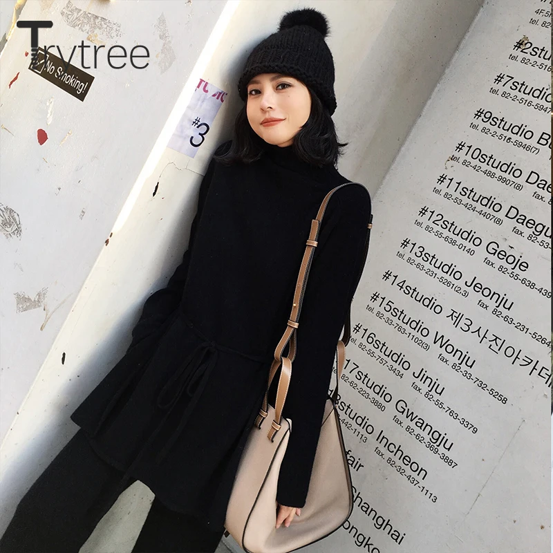 Осенне зимний комплект из двух предметов Trytree повседневный трикотажный топ с