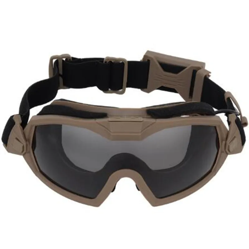 

Military Airsoft Tactical Goggles With Fan Shooting Glasses Motorcycle Windproof Paintball CS Wargame Goggles 2 Lens Black DE