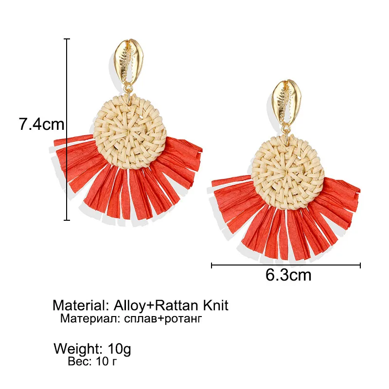 Женские Висячие серьги ALIUTOM богемные висячие из ротанга соломы с кисточками