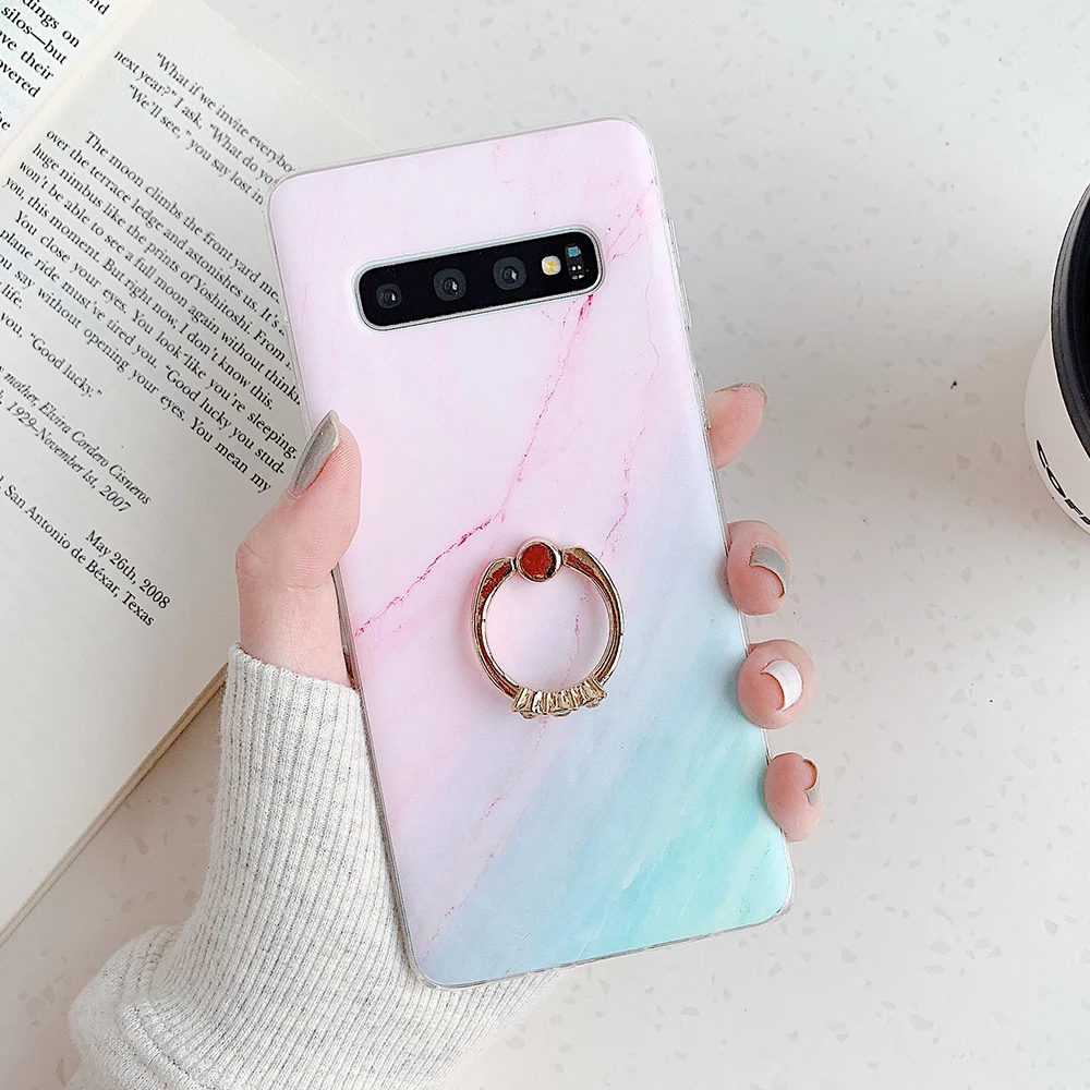 Чехол LOVECOM с градиентом для Samsung S20 S10 S9 Plus A50 A51 Note 10 Pro мягкий чехол накладка кольцом