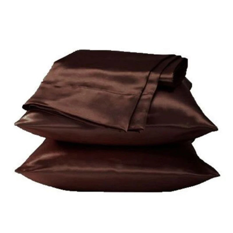 Coffee 50*70 см сплошной шелк цвета атласная наволочка мульти Цвет из ткани, имитирующий шелковая подушка queen Стандартный один наволочки Декор для дома - Цвет: Coffee
