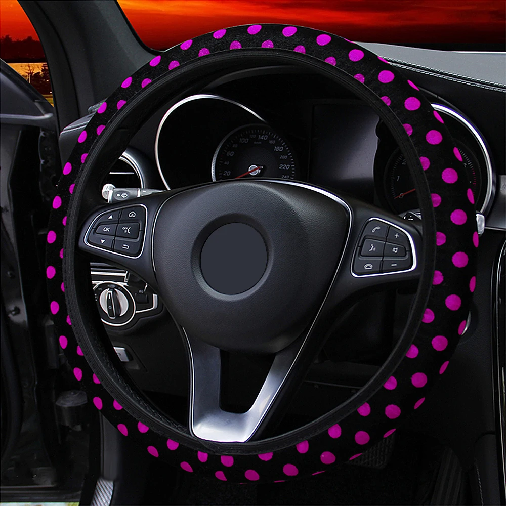 

LEEPEE Universal Auto Interior Decoration Plush Elastic Car Styling Steering Wheel Cover Anti-slip