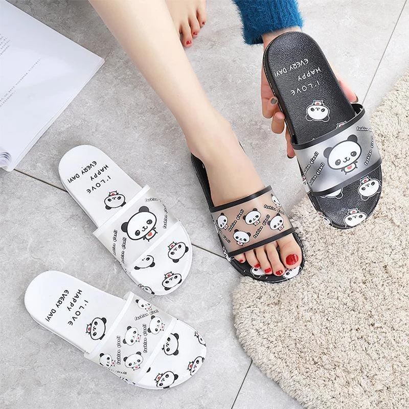 

2021 Summer New Cartoon Slippers flip flops casual Female Wild Cute Bear Outdoor Ladies Sandals House Shoes Slides Women beach
