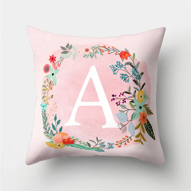 

Cute Cartoon Cushion Cover Set Pink Girl English Letter Flower Print Throw Pillowcase Indoor Car Custom Made Decoration Home
