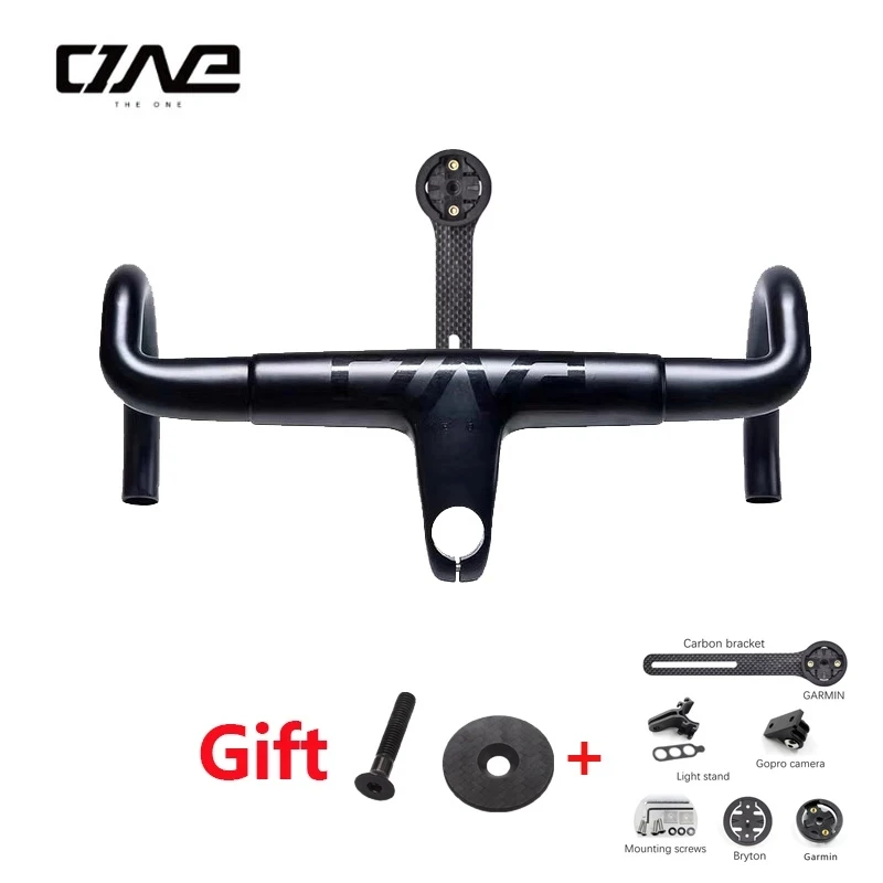 Продажа Один светильник, вес, углеродное волокно, руль для шоссейного велосипеда, интегрированный руль для шоссейного велосипеда, руль 380/400/420 28,6 мм