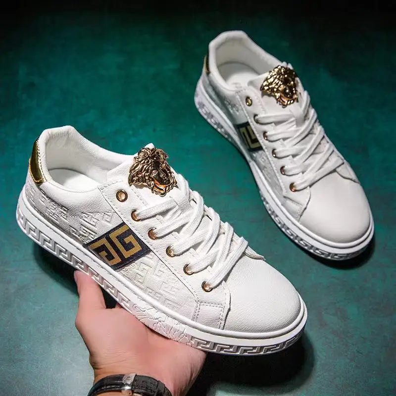 

Luxury Brand Men's Shoes Spring And Summer New Men's Casual shoes Men's Shoes Men's Vulcanized ShoesMedusa Leather Casual shoes