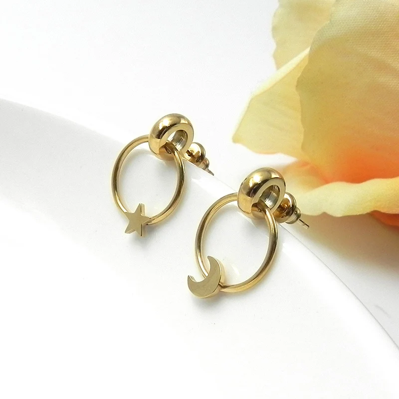 Простые серьги Золотая пятиконечная звезда подвеска модные стильные вечерние на