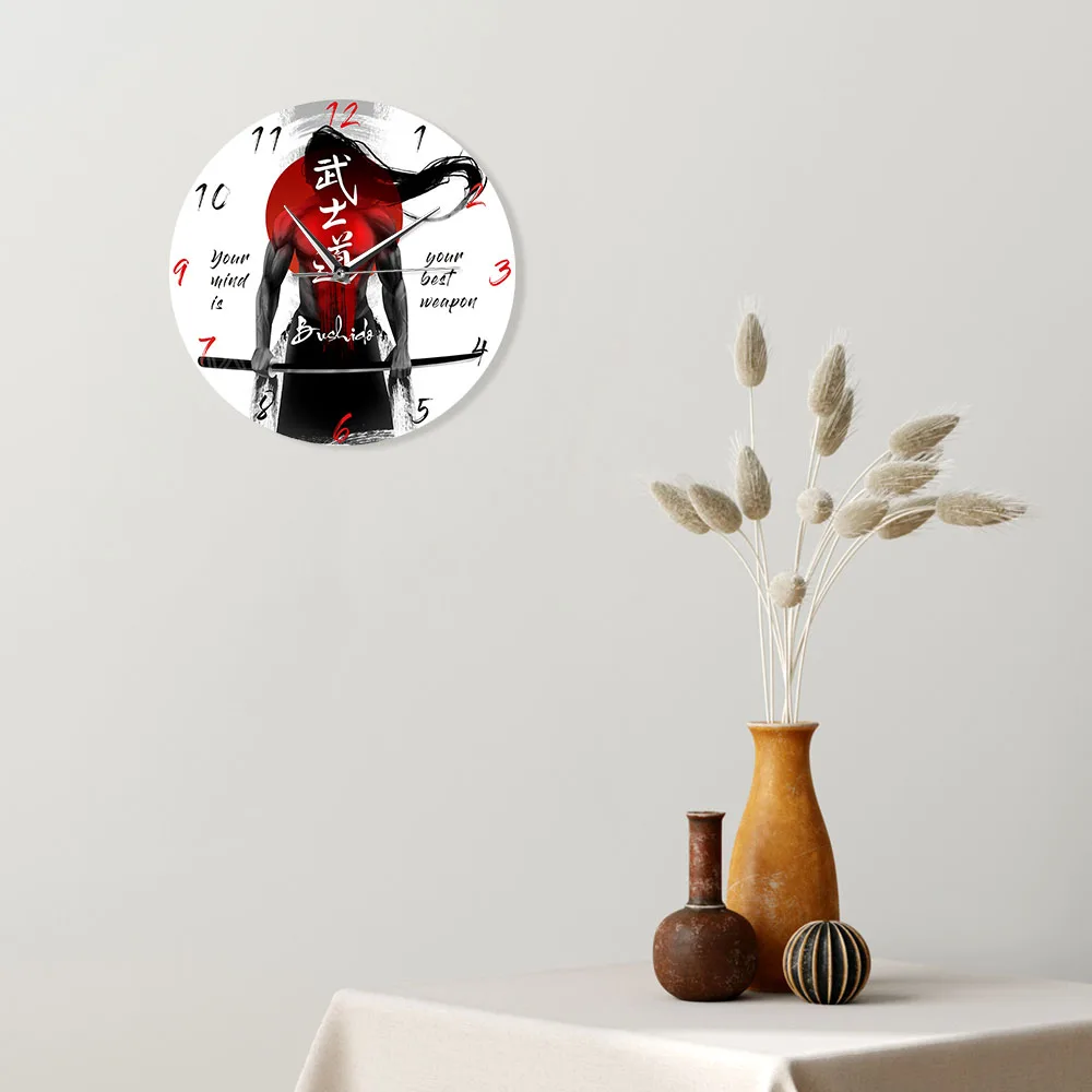 Самураи с мечом Катана японская каллиграфия Бусидо настенные часы боевые
