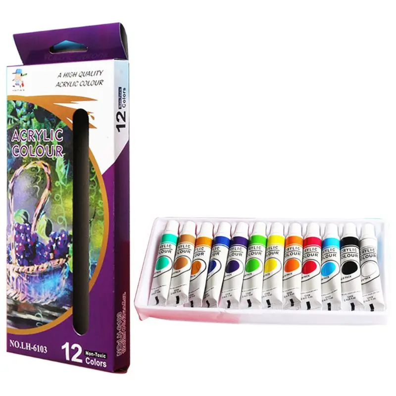 

12 x 12ml Heavy Body Colors Rich Pigments Acrylic Paint Set for Painting Canvas Crafts