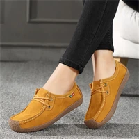 womens spring and autumn flat casual loafers suede leather winter plush warmth zapatos de mujer leather flat shoes casual shoes