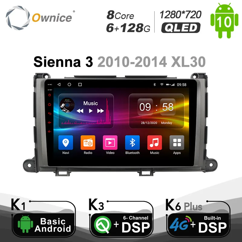6G+128G Ownice 9'' Headunit Car PC Octa Core Android 10.0 DVD GPS Navi for TOYOTA Sienna 3 2011 2012 2013 2014 DSP 4G LTE SPDIF |