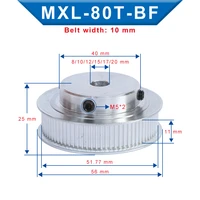 1 piece mxl 80t timing pulley bore size 81012151720 mm pulley wheel slot width 11 mm match with width 10 mm mxl timing belt