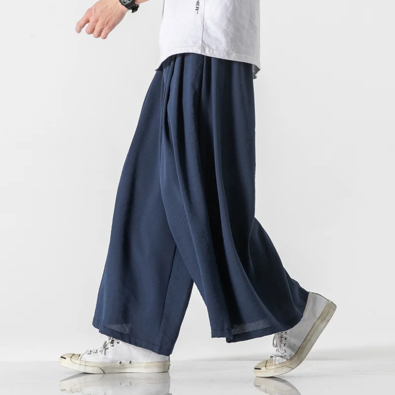 

★Summer wear thin with Chinese wind cotton and linen slacks straight wide-legged pants wind shadowless wall Japanese port