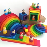 baby rainbow blocks diy toys large rainbow building blocks wooden toys for kids montessori educational child toy christmas gift