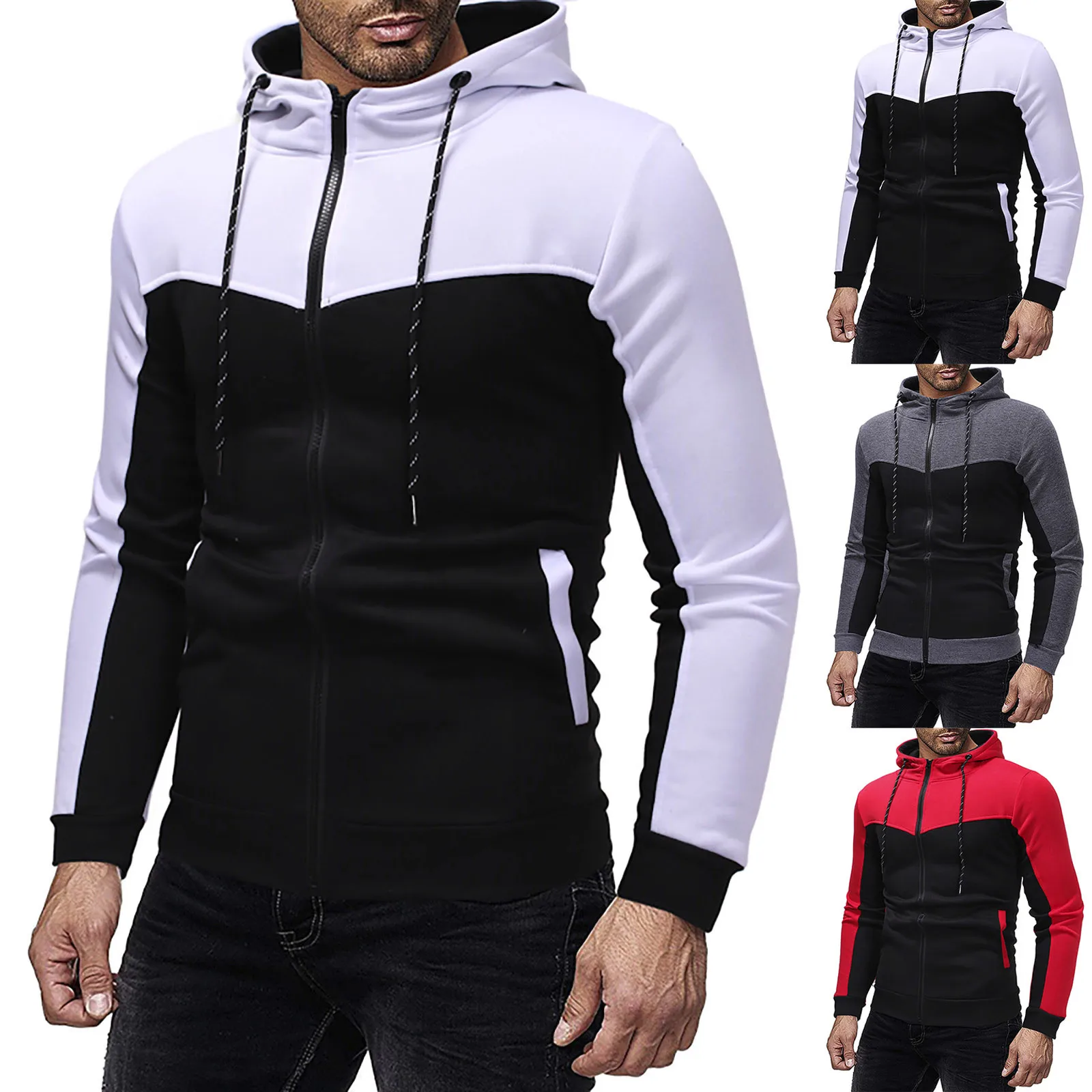 

New Hoodies Men 2021 Autumn Winter Casual Long Sleeve Hoodie Men Sweatshirts Slim Zipper Hoody Men Hooded Streetwear