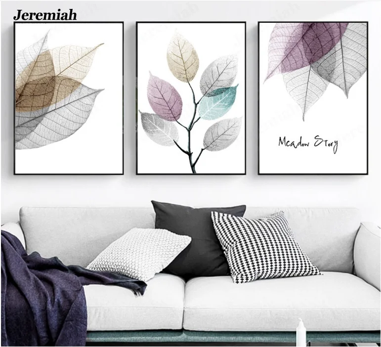 

Home Living Room Decoration Painting Color Leaf Specimen Simple Painting Poster HD Print Canvas Poster Nordic Style Wall Mural