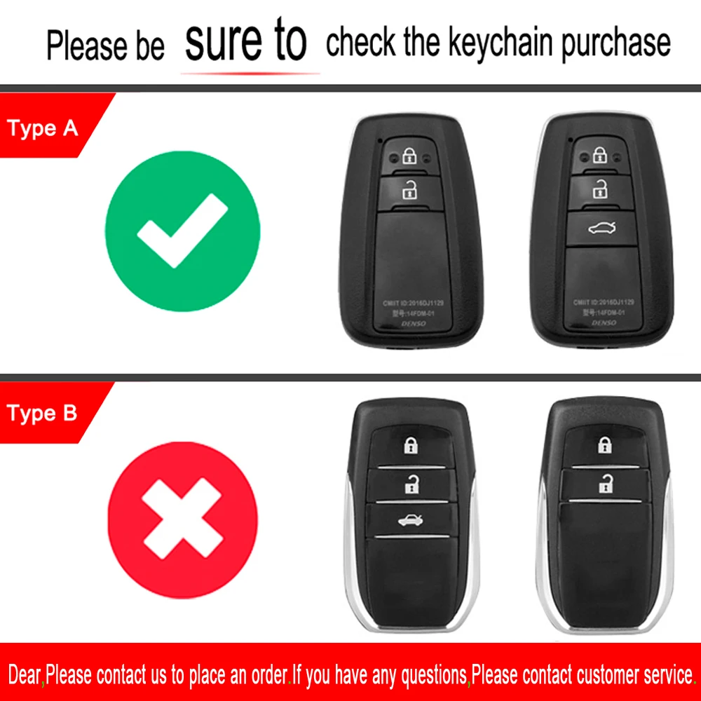 

Leather Key Case For Toyota CHR C-HR Prado Prius Camry Corolla RAV4 Remote Fob Cover 2 3 Button 2017 2018 2019